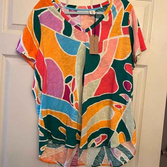NWT! Christian Siriano Women’s 100% Linen Colorful Size 1xl Bright Hilow Blouse - Picture 3 of 14